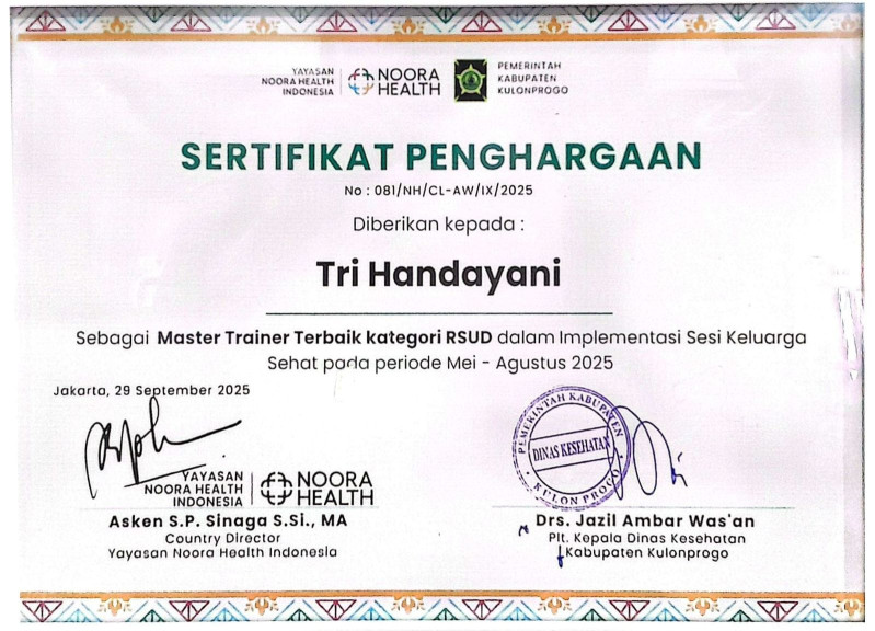 PENGHARGAAN MASTER TRAINER TERBAIK KATEGORI RSUD MEI-AGUSTUS 2025