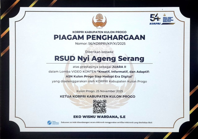 PIAGAM PENGHARGAAN JUARA II LOMBA VIDEO KONTEN
